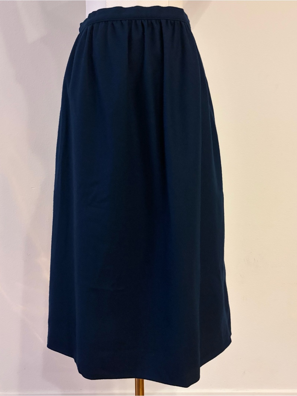 VTG Pendleton 100% Virgin Wool Dark Navy Blue Midi A-Line Skirt Pockets Small S⁠